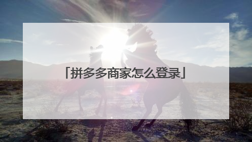 拼多多商家怎么登录