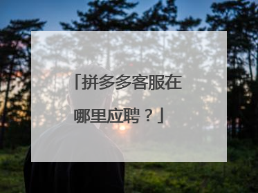 拼多多客服在哪里应聘?