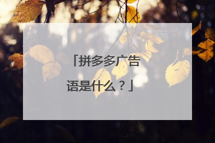 拼多多广告语是什么?