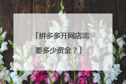 拼多多开网店需要多少资金?