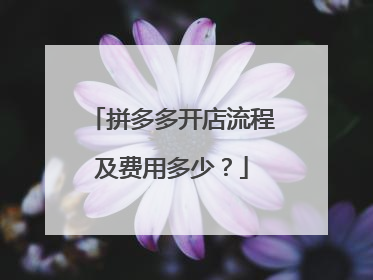 拼多多开店流程及费用多少?