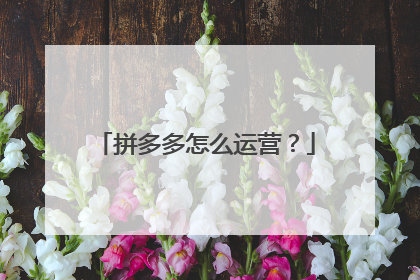 拼多多怎么运营?