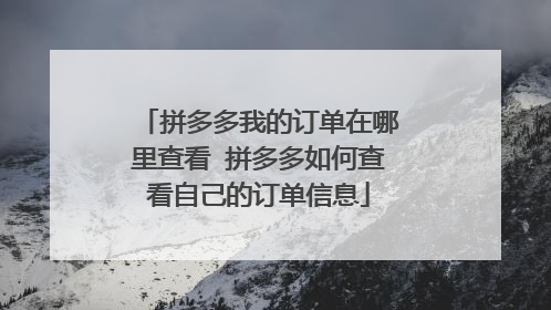 拼多多我的订单在哪里查看 拼多多如何查看自己的订单信息