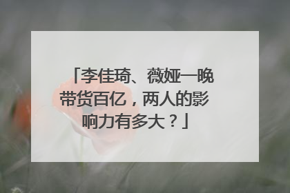 李佳琦、薇娅一晚带货百亿,两人的影响力有多大?