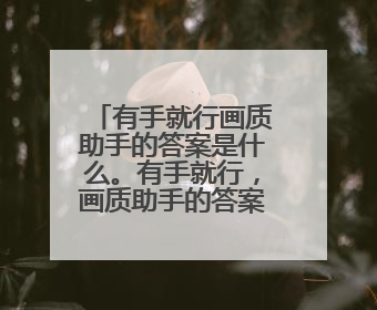 有手就行画质助手的答案是什么。有手就行，画质助手的答案是什么？