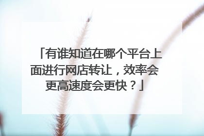 有谁知道在哪个平台上面进行网店转让,效率会更高速度会更快?