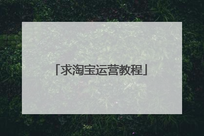 求淘宝运营教程