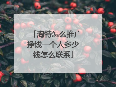淘特怎么推广挣钱一个人多少钱怎么联系