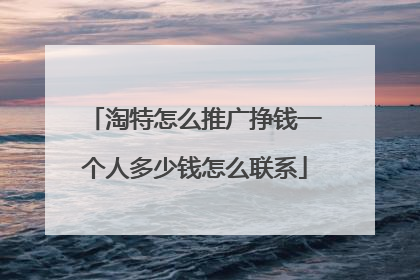 淘特怎么推广挣钱一个人多少钱怎么联系