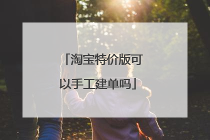 淘宝特价版可以手工建单吗