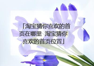 淘宝猜你喜欢的首页在哪里 淘宝猜你喜欢的首页位置