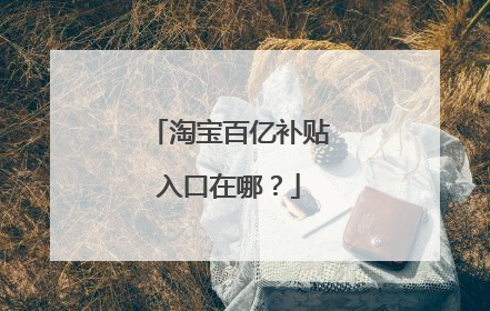 淘宝百亿补贴入口在哪?
