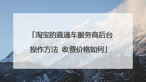 淘宝的直通车服务商后台操作方法 收费价格如何