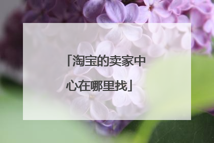 淘宝的卖家中心在哪里找