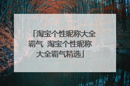 淘宝个性昵称大全霸气 淘宝个性昵称大全霸气精选
