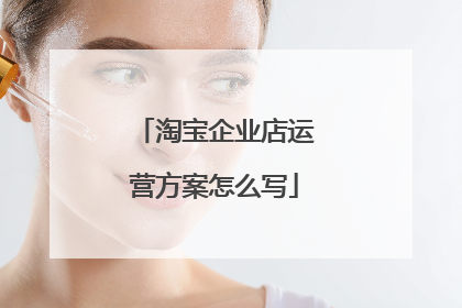 淘宝企业店运营方案怎么写