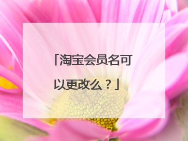淘宝会员名可以更改么?