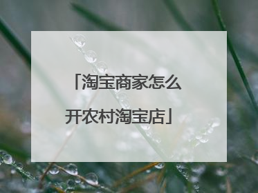 淘宝商家怎么开农村淘宝店
