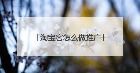 淘宝客怎么做推广