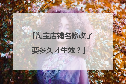淘宝店铺名修改了要多久才生效?