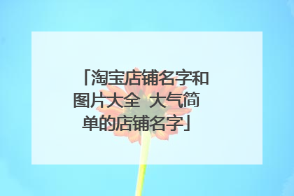 淘宝店铺名字和图片大全 大气简单的店铺名字