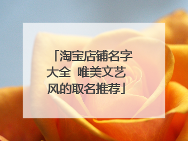 淘宝店铺名字大全 唯美文艺风的取名推荐