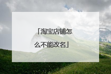 淘宝店铺怎么不能改名