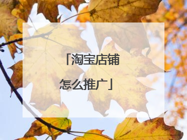 淘宝店铺怎么推广