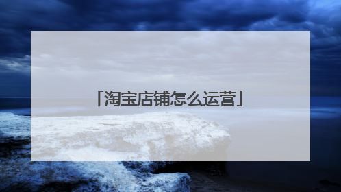 淘宝店铺怎么运营