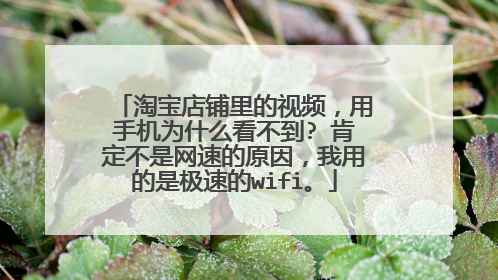 淘宝店铺里的视频，用手机为什么看不到? 肯定不是网速的原因，我用的是极速的wifi。