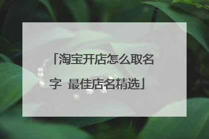 淘宝开店怎么取名字 最佳店名精选