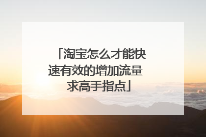 淘宝怎么才能快速有效的增加流量 求高手指点