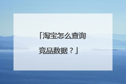 淘宝怎么查询竞品数据?