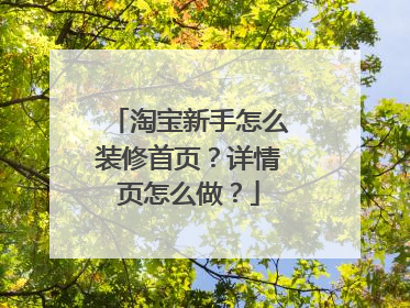 淘宝新手怎么装修首页？详情页怎么做？