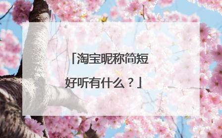 淘宝昵称简短好听有什么?