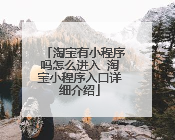 淘宝有小程序吗怎么进入 淘宝小程序入口详细介绍