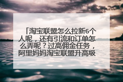 淘宝联盟怎么拉新6个人呢,还有引流和订单怎么弄呢?过高佣金任务,阿里妈妈淘宝联盟升高级账户,急急急