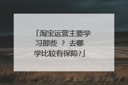 淘宝运营主要学习那些 ? 去哪学比较有保障?