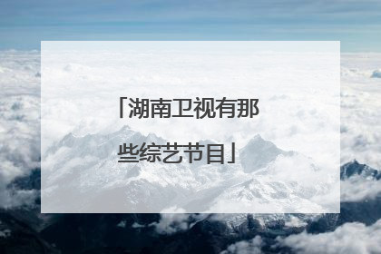 湖南卫视有那些综艺节目