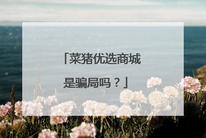 菜猪优选商城是骗局吗?