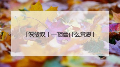 识货双十一预售什么意思