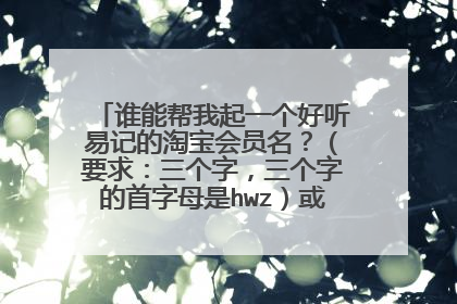 谁能帮我起一个好听易记的淘宝会员名？（要求：三个字，三个字的首字母是hwz）或者好听有趣的名字。