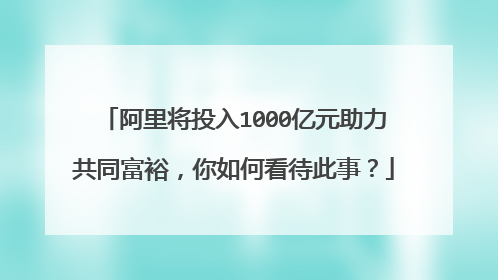 阿里将投入1000亿元助力共同富裕,你如何看待此事?
