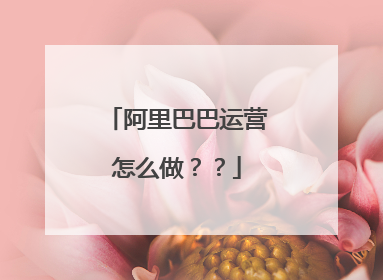 阿里巴巴运营怎么做??