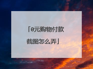 0元购物付款截图怎么弄