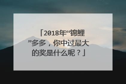2018年“锦鲤”多多,你中过最大的奖是什么呢?