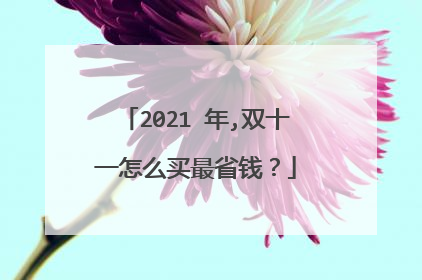 2021 年,双十一怎么买最省钱?