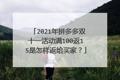 2021年拼多多双十一活动满100返15是怎样返给买家?