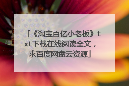 《淘宝百亿小老板》txt下载在线阅读全文,求百度网盘云资源