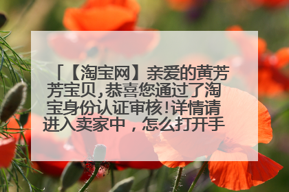 【淘宝网】亲爱的黄芳芳宝贝,恭喜您通过了淘宝身份认证审核!详情请进入卖家中，怎么打开手机淘宝开始显